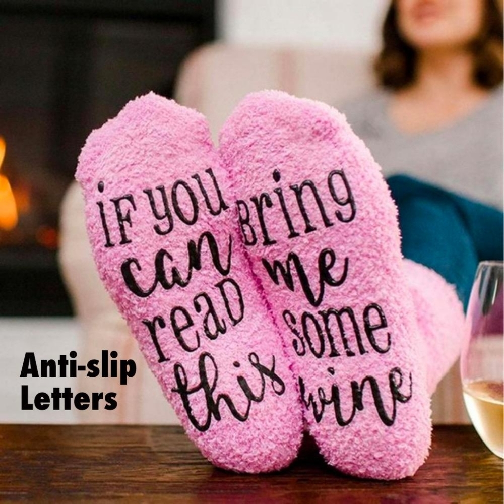 Pink Cupcake Wine Fuzzy Socks Gripper Bottoms NEW - Picture 3 of 6